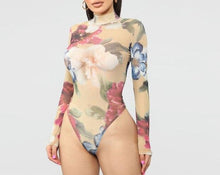 Load image into Gallery viewer, Floral Print Turtleneck Long Sleeve Bodysuits
