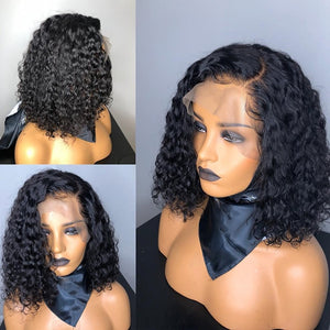Deep Part 1b/30 Curly Human Hair Wig Wet and Wavy