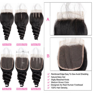 100% Brazilian Human Hair Weaves With Lace Closure