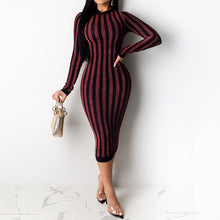 Load image into Gallery viewer, Striped Bodycon Midi Dress
