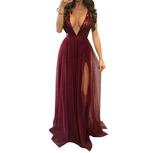 V Long Party Dress Summer Sexy Backless