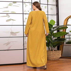 Yellow Striped Loose Long Dress