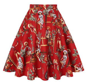 Western Girl Retro Vintage Pin Up Skirts