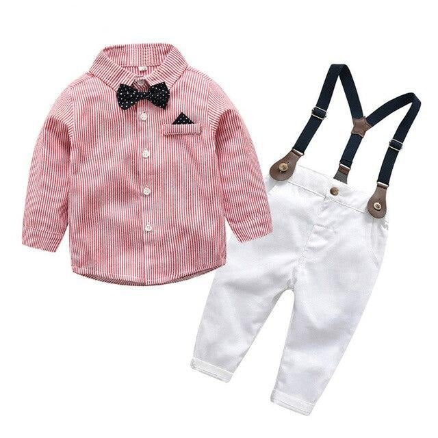 Baby Boy Long Sleeve Shirt+Overalls 2PCS