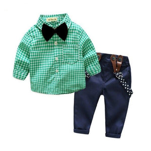 Baby Boy Long Sleeve Shirt+Overalls 2PCS